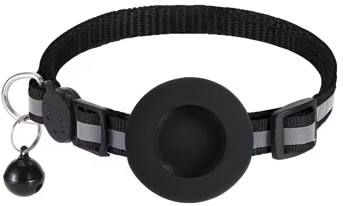 Collier noir pour chat VIGIPATTE avec support traceur intégré