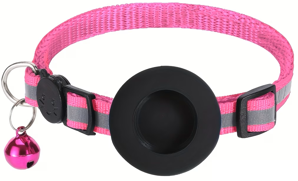 Collier rose foncé pour chat VIGIPATTE avec support traceur intégré