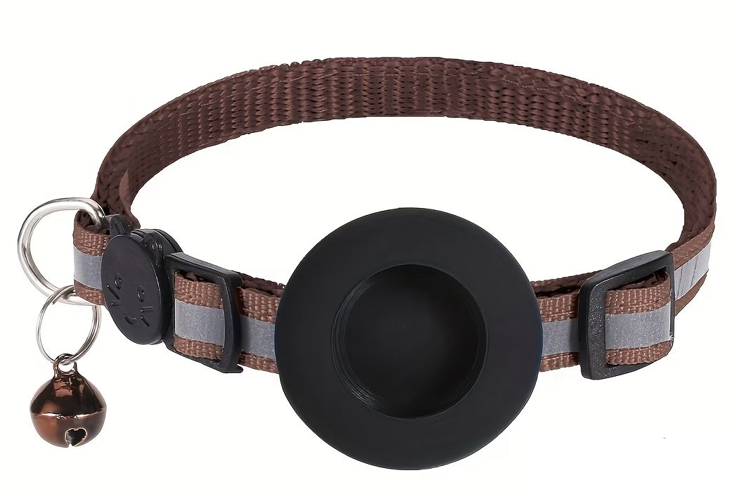 Collier marron pour chat VIGIPATTE avec support traceur intégré