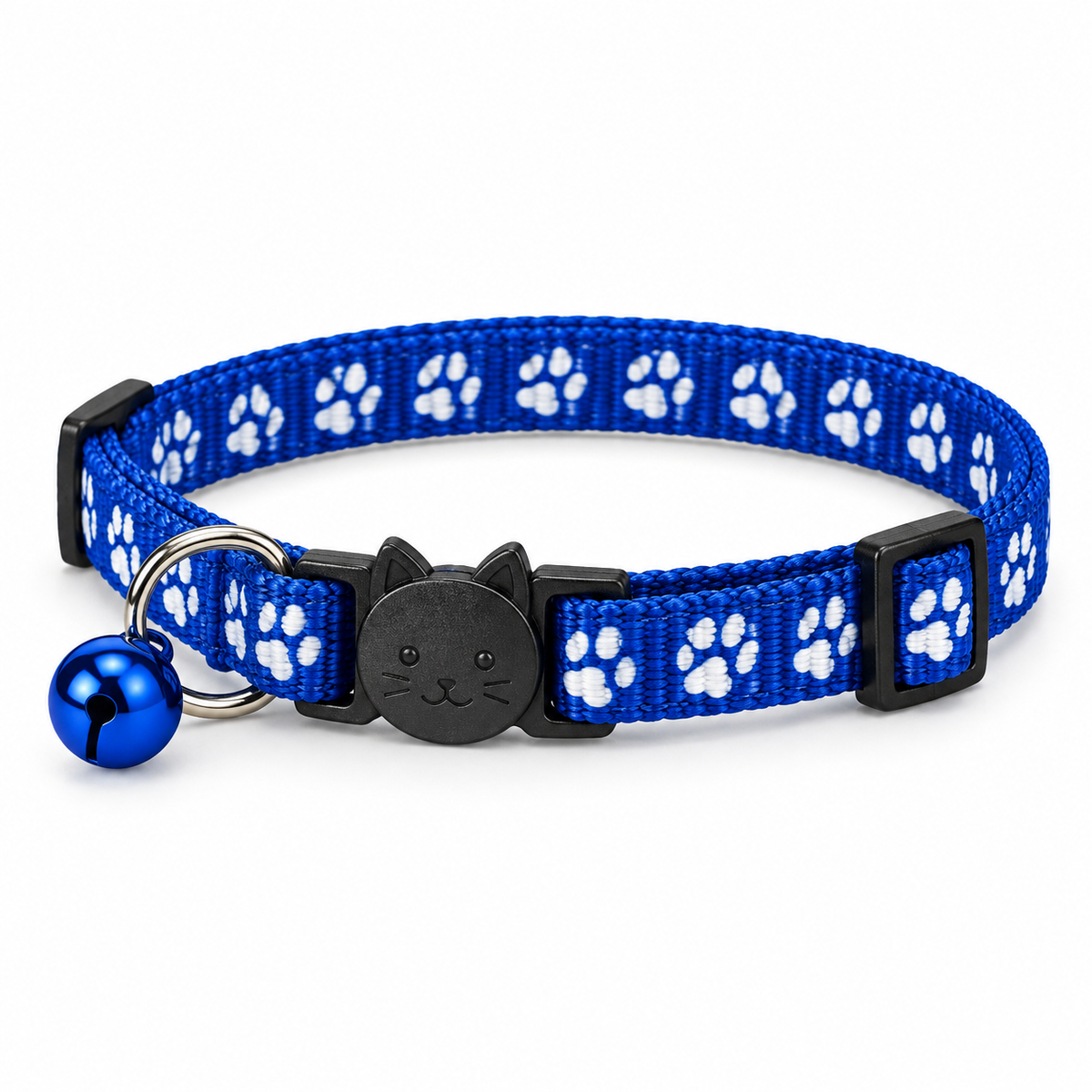 Colliers anti-étranglement pour chat bleu VIGIPATTE avec motifs pattes et clochette