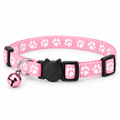 Colliers anti-étranglement pour chat rose clair VIGIPATTE avec motifs pattes et clochette