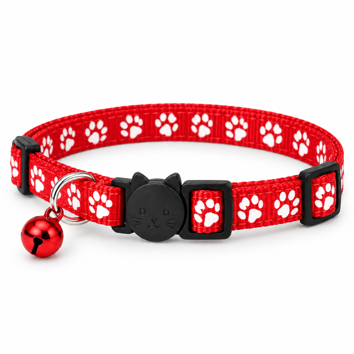 Colliers anti-étranglement pour chat rouge VIGIPATTE avec motifs pattes et clochette