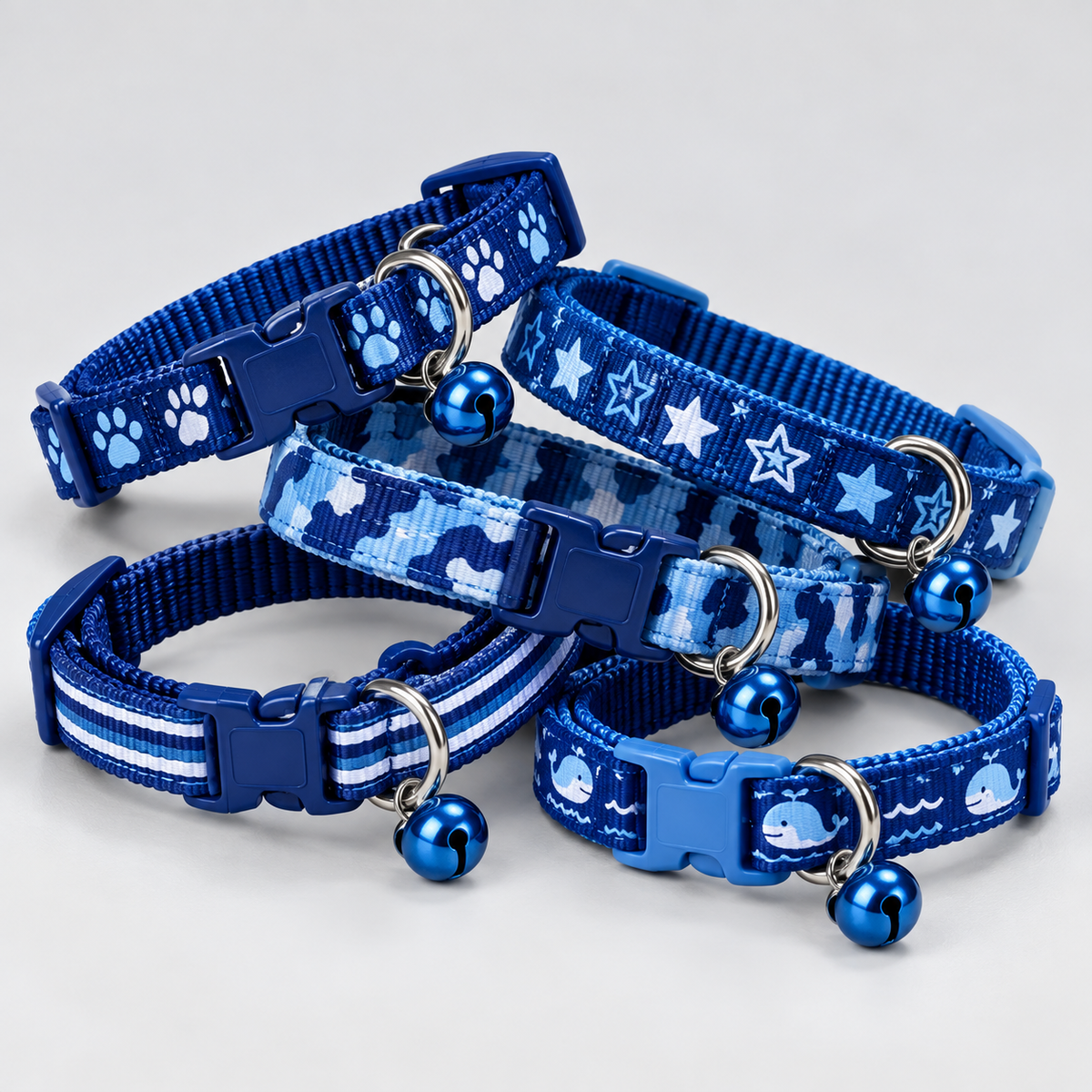  Colliers bleu foncé pour chiots et très petits chiens VIGIPATTE avec motifs variés et clochette 