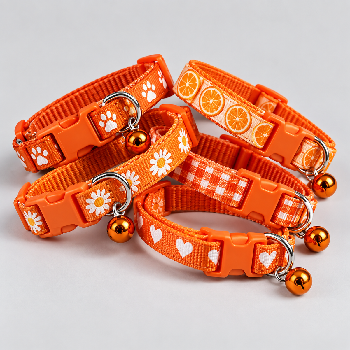  Colliers orange pour chiots et très petits chiens VIGIPATTE avec motifs variés et clochette 