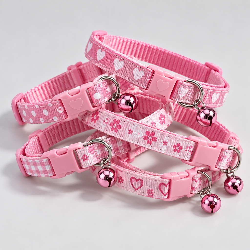  Colliers rose clair pour chiots et très petits chiens VIGIPATTE avec motifs variés et clochette 