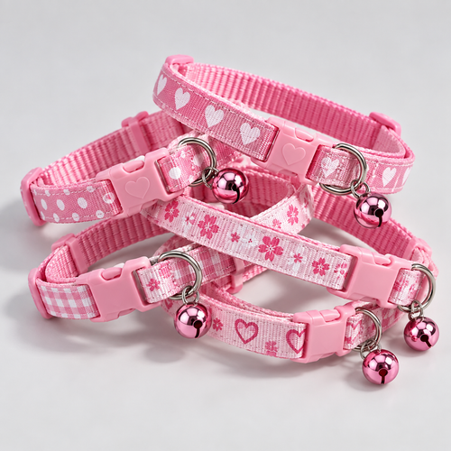  Colliers rose clair pour chiots et très petits chiens VIGIPATTE avec motifs variés et clochette 