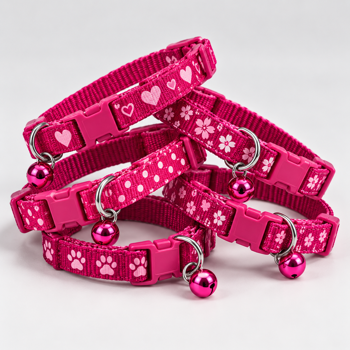  Colliers rose foncé pour chiots et très petits chiens VIGIPATTE avec motifs variés et clochette 