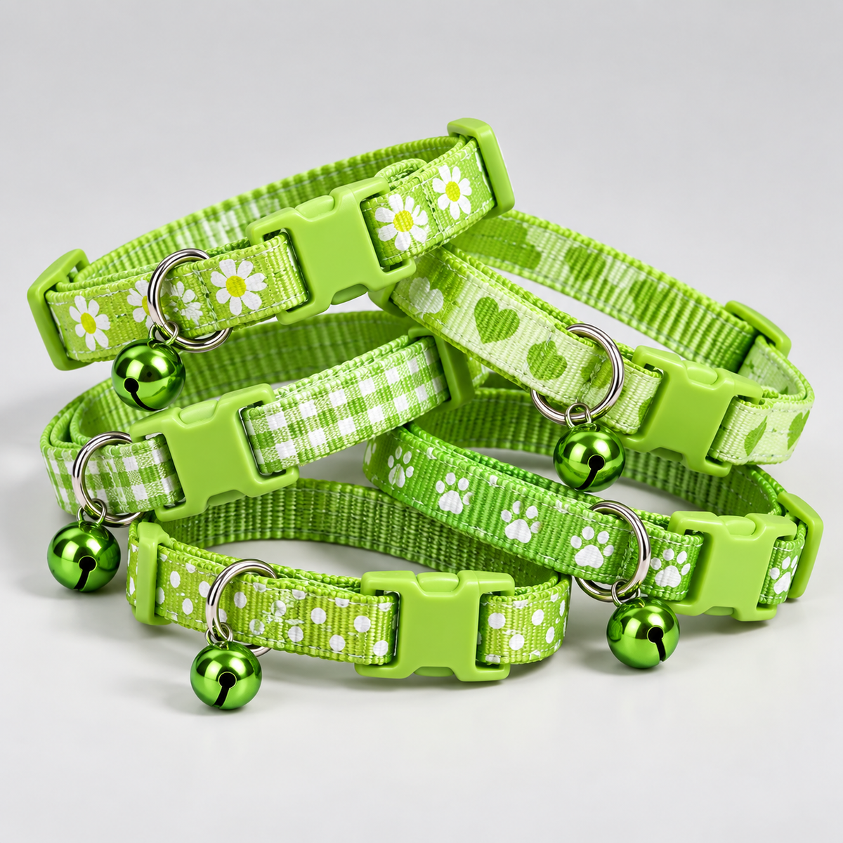  Colliers vert clair pour chiots et très petits chiens VIGIPATTE avec motifs variés et clochette 