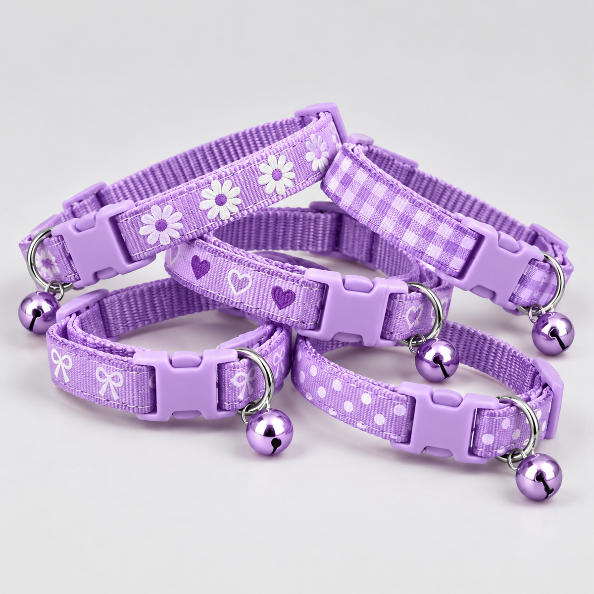  Colliers violet clair pour chiots et très petits chiens VIGIPATTE avec motifs variés et clochette 