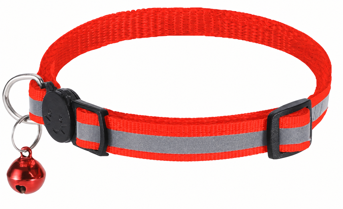 Collier pour chat orange réglable anti-étranglement avec clochette, VIGI'PATTE