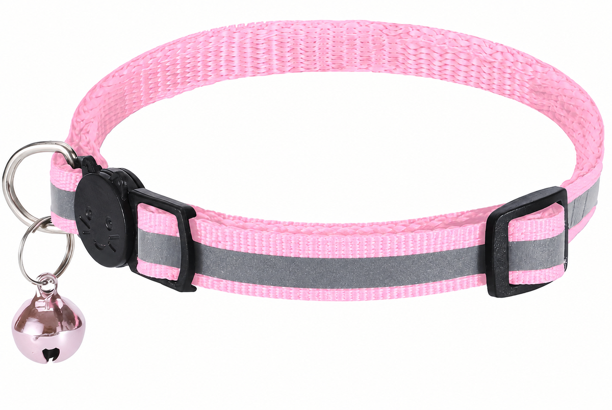 Collier pour chat rose clair réglable anti-étranglement avec clochette, VIGI'PATTE