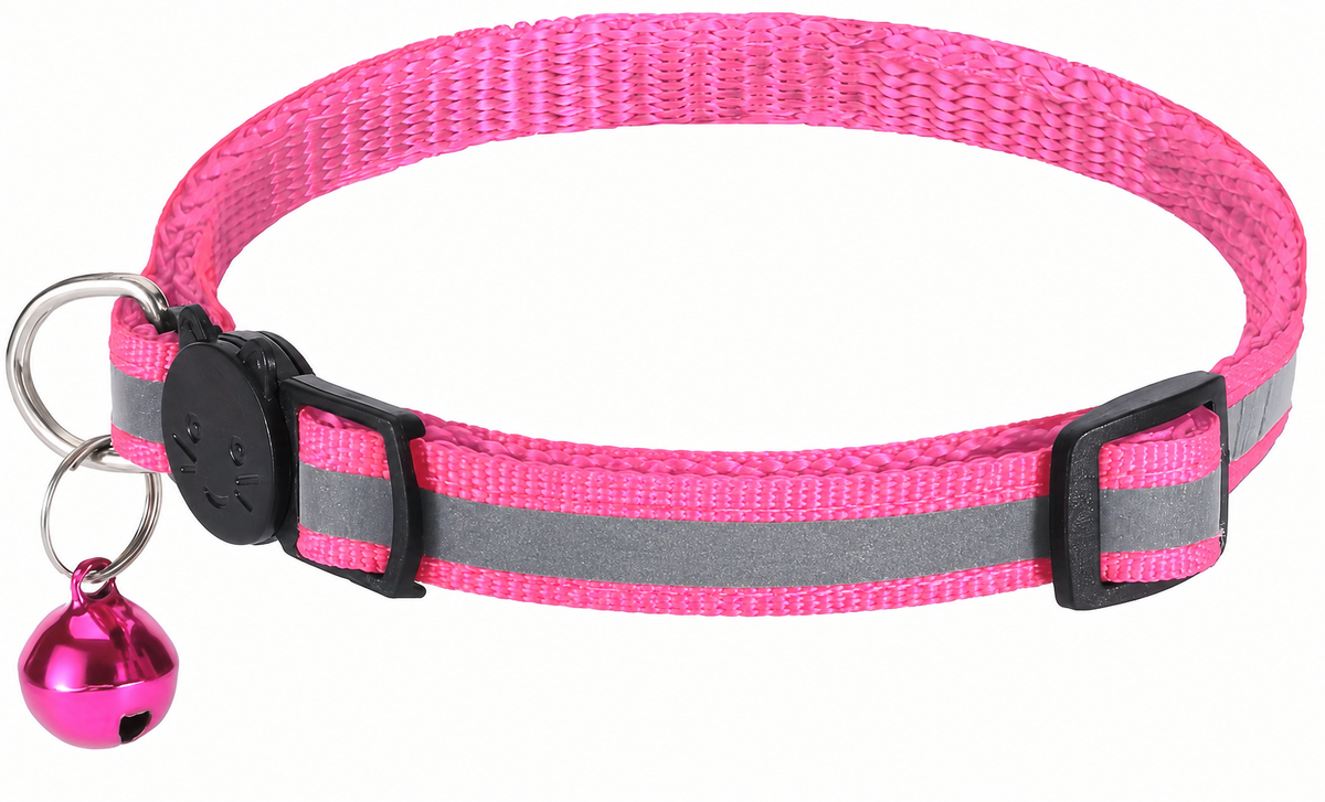 Collier pour chat rose foncé réglable anti-étranglement avec clochette, VIGI'PATTE