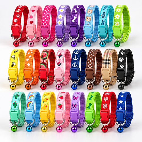 Colliers colorés pour chiots et très petits chiens VIGIPATTE avec motifs variés et clochette